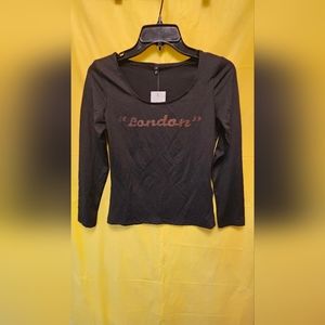 FINEJO Women's black knit 'London' top M